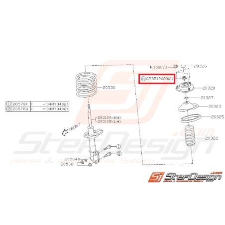 Écrou auto-bloquant amortisseur avant/arrière SUBARU STI 01-07