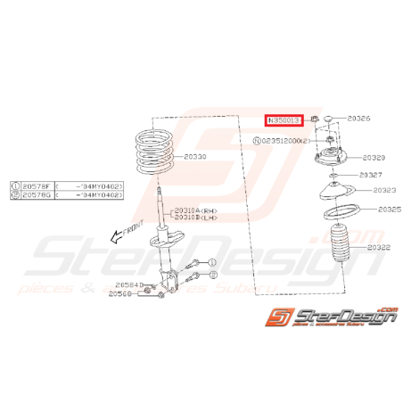 Écrou auto-bloquant amortisseur avant SUBARU WRX/STI 01-11