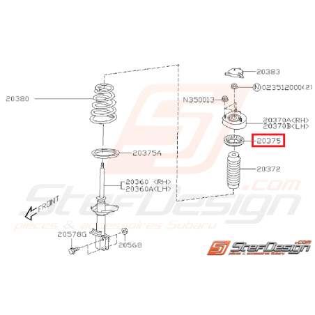 Siège caoutchouc ressort d'amortisseur arrière supérieur  WRX/STI 01-02