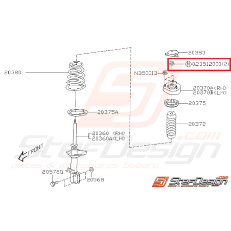 Écrou auto-bloquant amortisseur avant/arrière SUBARU STI 01-07