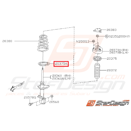 Siège caoutchouc ressort d'amortisseur arrière WRX/STI 01-07