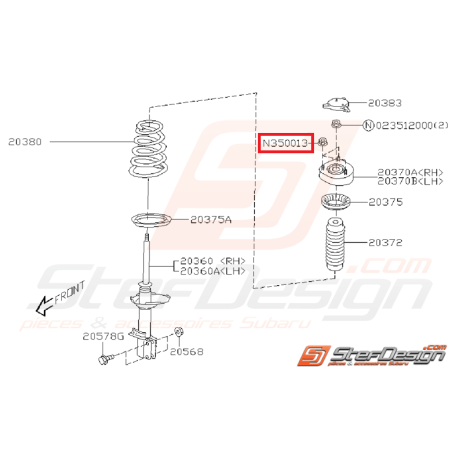 Écrou auto-bloquant amortisseur avant SUBARU WRX/STI 01-11