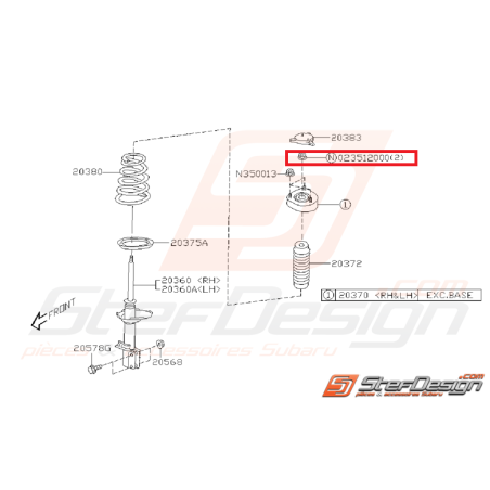 Écrou auto-bloquant amortisseur avant/arrière SUBARU STI 01-07