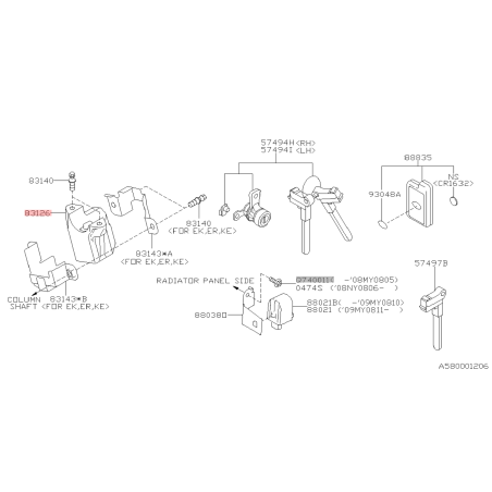 Bloc de verrouillage électrique de direction subaru STI 08-14