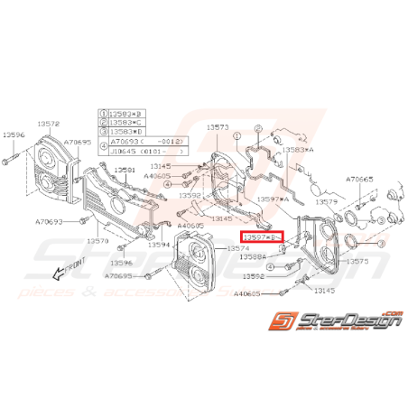 Joint de cache courroie N°2 origine subaru GT 99-00 WRX/STI 01-14