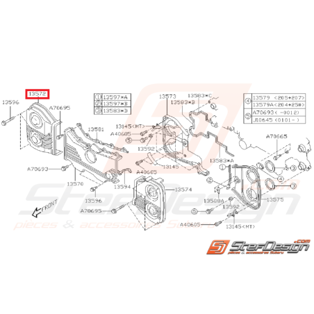 Carter distribution avant droit GT 99-00 WRX 01-05