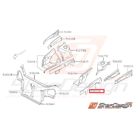 Plaque fermeture gauche d'aile face avant WRX/STI 06-07