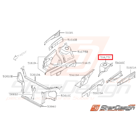 Tôle support suspension face avant gauche WRX/STI 2006