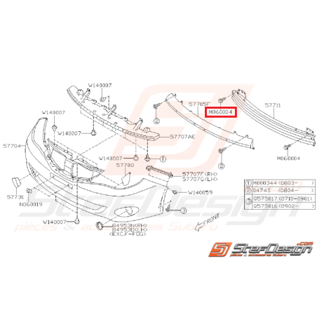 Vis traverse renforcement pare-choc avant WRX 08-14