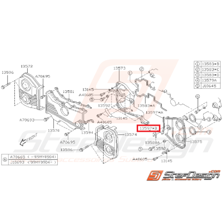 Joint de cache courroie N°2 origine subaru GT 99-00 WRX/STI 01-14