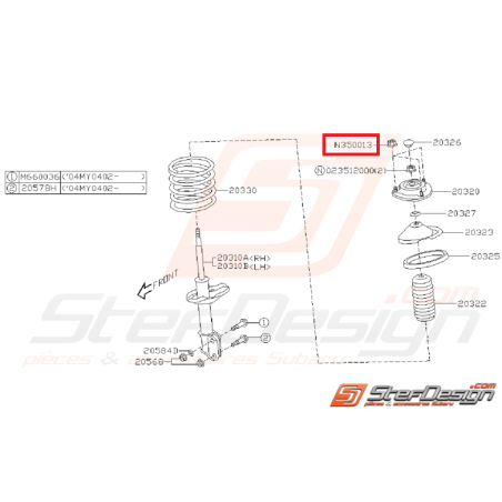 Écrou auto-bloquant amortisseur avant SUBARU WRX/STI 01-11