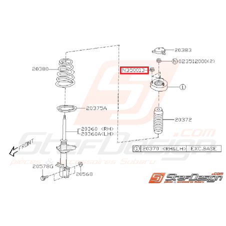 Écrou auto-bloquant amortisseur avant SUBARU WRX/STI 01-11