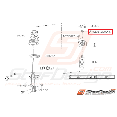 Écrou auto-bloquant amortisseur avant/arrière SUBARU STI 01-07