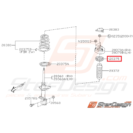 Siège caoutchouc ressort d'amortisseur arrière supérieur  WRX/STI 01-02