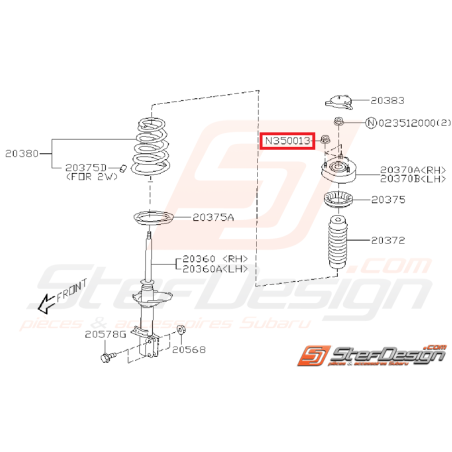 Écrou auto-bloquant amortisseur avant SUBARU WRX/STI 01-11