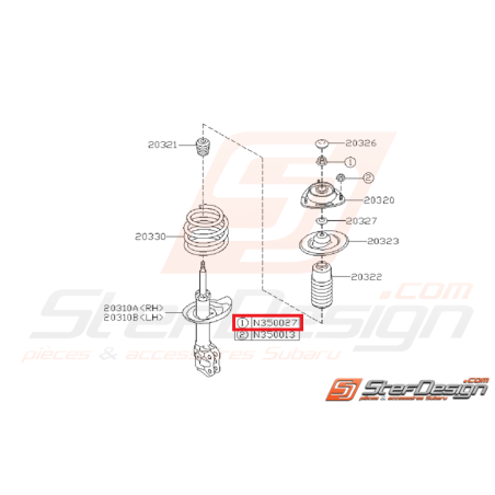 Écrou auto-bloquant amortisseur avant/arrière SUBARU STI 01-07