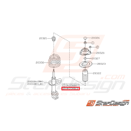 Écrou auto-bloquant amortisseur avant SUBARU WRX/STI 01-11