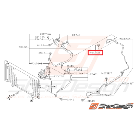 Agrafe de fixation de durite de climatisation SUBARU STI 08-14