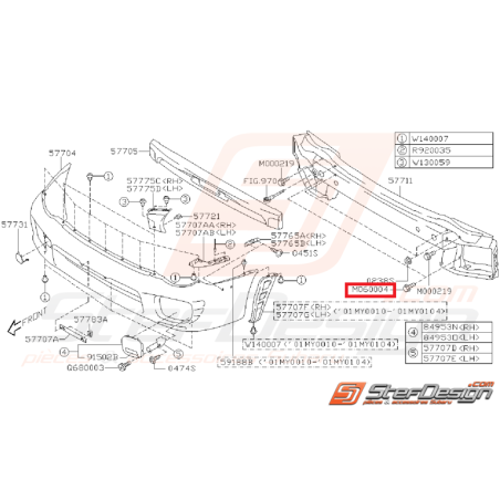 Vis traverse renforcement pare-choc avant WRX 08-14