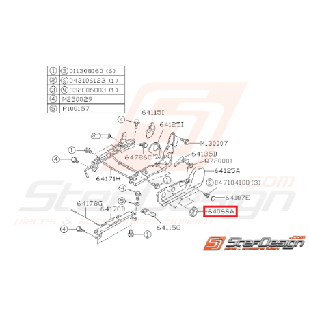 Levier releveur siège conducteur SUBARU GT 99-00