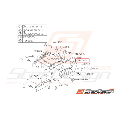 Vis de fixation de siège conducteur SUBARU GT 99-00