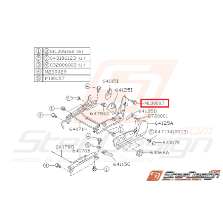 Boulon supérieur de fixation de siège conducteur GT 99-00