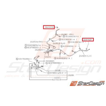 Attache câble de frein a main SUBARU GT 98-00 WRX/STI 01-14