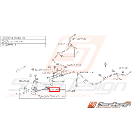 Câble primaire frein a main SUBARU WRX/STI 01-04 