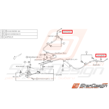 Attache câble de frein a main SUBARU GT 98-00 WRX/STI 01-14