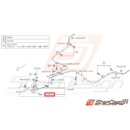 Vis de fixation de levier de frein a main WRX/STI 01-14