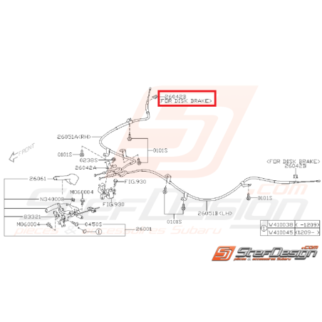 Attache câble de frein a main SUBARU GT 98-00 WRX/STI 01-14