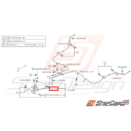 Câble primaire frein a main SUBARU WRX/STI 01-04 