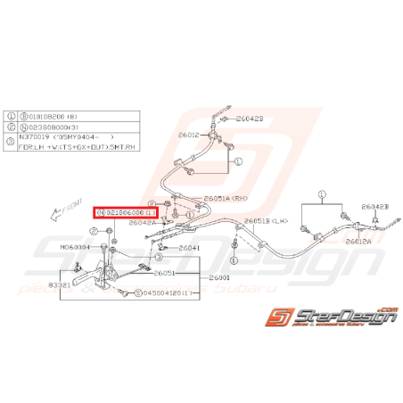 Écroue de fixation de levier de frein a main WRX/STI 01-07