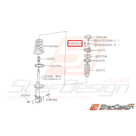 Écrou auto-bloquant amortisseur avant SUBARU WRX/STI 01-11