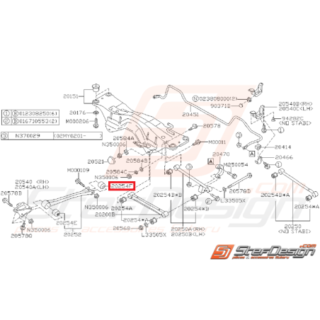 Silent bloc origine de tirant arrière GT 96-00 WRX/STI 01-07