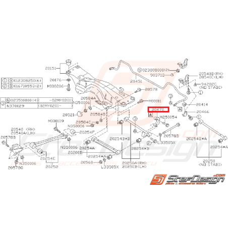 Links arrière origine SUBARU GT 93-00 WRX 01-07 STI 01-03