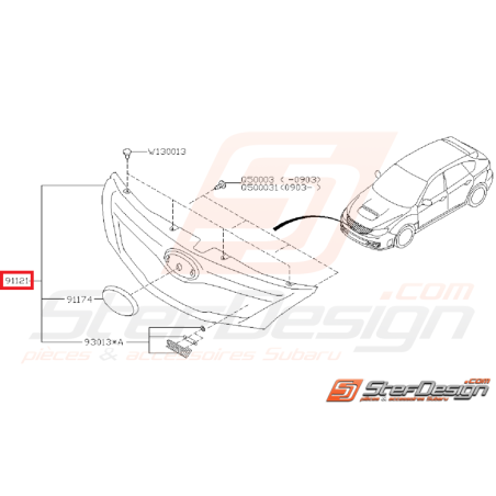 Calandre SUBARU  impreza sti 2010 +LOGO