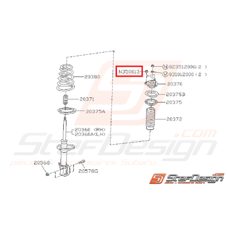 Écrou auto-bloquant amortisseur avant SUBARU WRX/STI 01-11