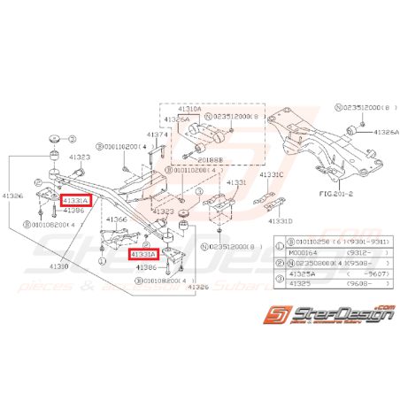 Support de traverse de différentiel arrière GT 93-00 WRX/STI 01-07