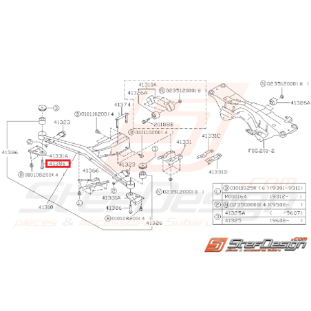 Boulon de fixation traverse de pont GT 93-00