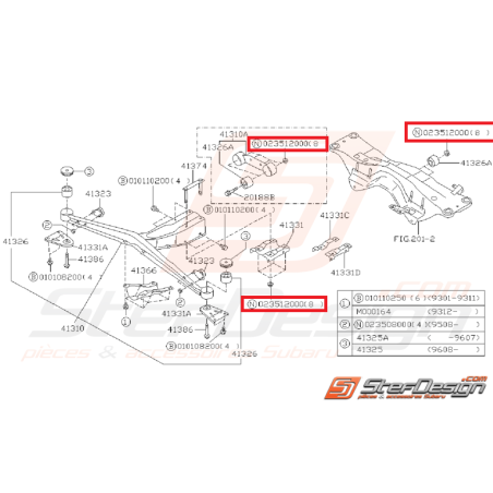 Écrou auto-bloquant amortisseur avant/arrière SUBARU STI 01-07