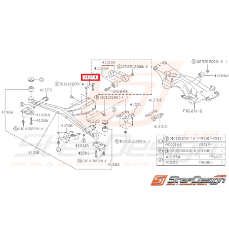 Tiges de fixation de traverse de différentiel GT 93-00 WRX/STI 01-07