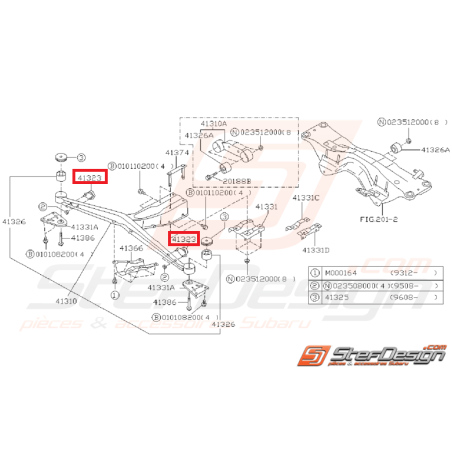 Silent bloc support différentiel arrière GT 93-00