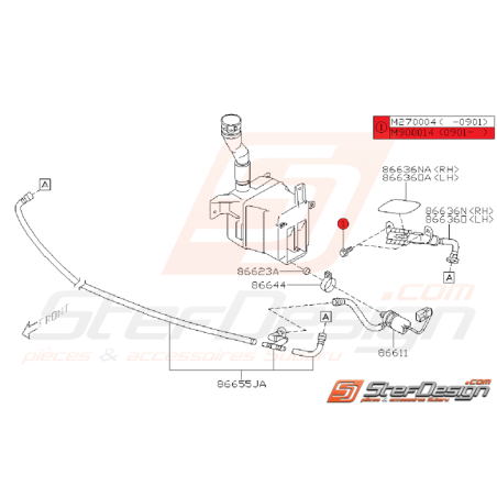 Vis Lave-phare Origine Subaru WRX / STI 02/2009 - 2010