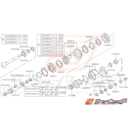 Ensemble Arbre Secondaire Subaru Impreza GT 05/1995 - 03/1996