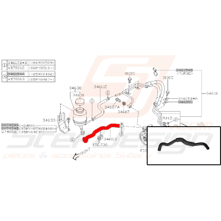 Durite de bocal de direction assistée subaru 