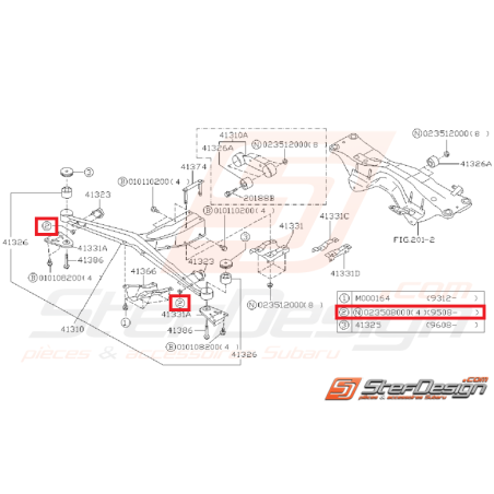 Écrou boite de vitesse et de support de pont GT 97-00 WRX/STI 01-07