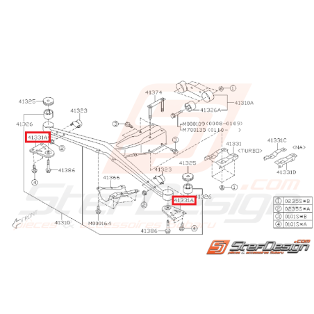 Support de traverse de différentiel arrière GT 93-00 WRX/STI 01-07