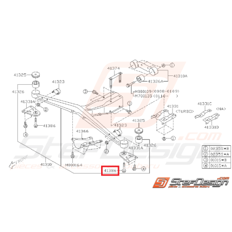 Boulon de fixation traverse de pont GT 93-00