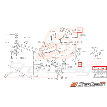 Écrou auto-bloquant amortisseur avant/arrière SUBARU STI 01-07